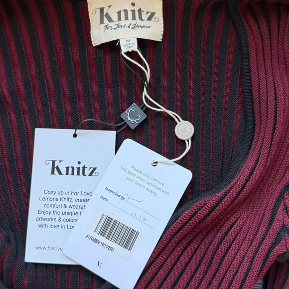 NWT KNITZ For LOVE & LEMONS SWITCH STRIPED Deep V-Neck Mini Ribbed Dress 151 - Picture 6 of 11